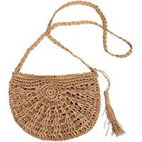  - BESTZY Bolsa de Bandolera de Paja Tejido Bolsa de Hombro de la Paja del Verano de Las Mujeres de la Armadura de Crossbody Summer Beach Purse